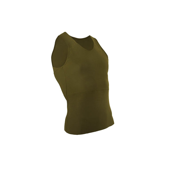 Front view of an olive green tank binder.